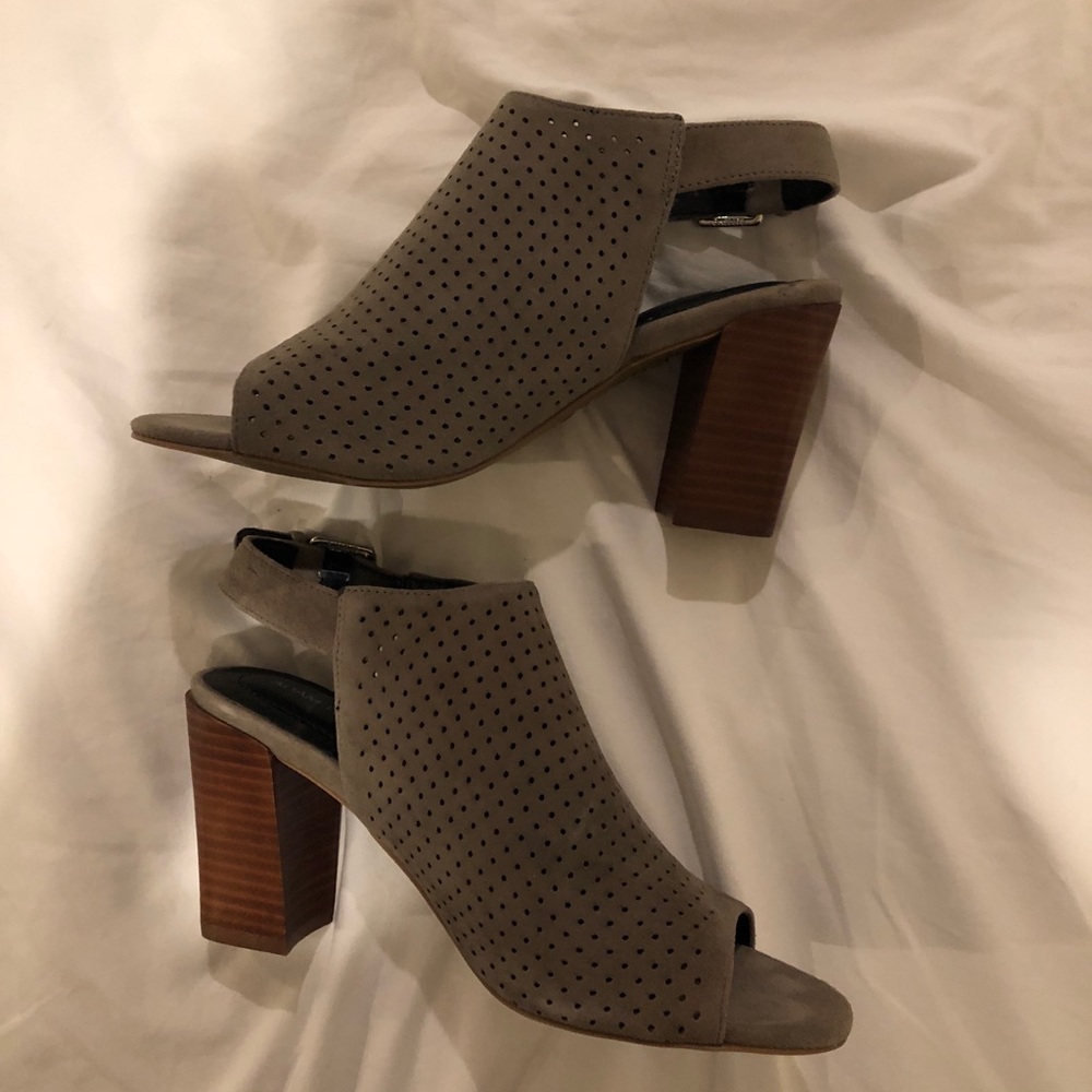 Brand new peep toe block heels.